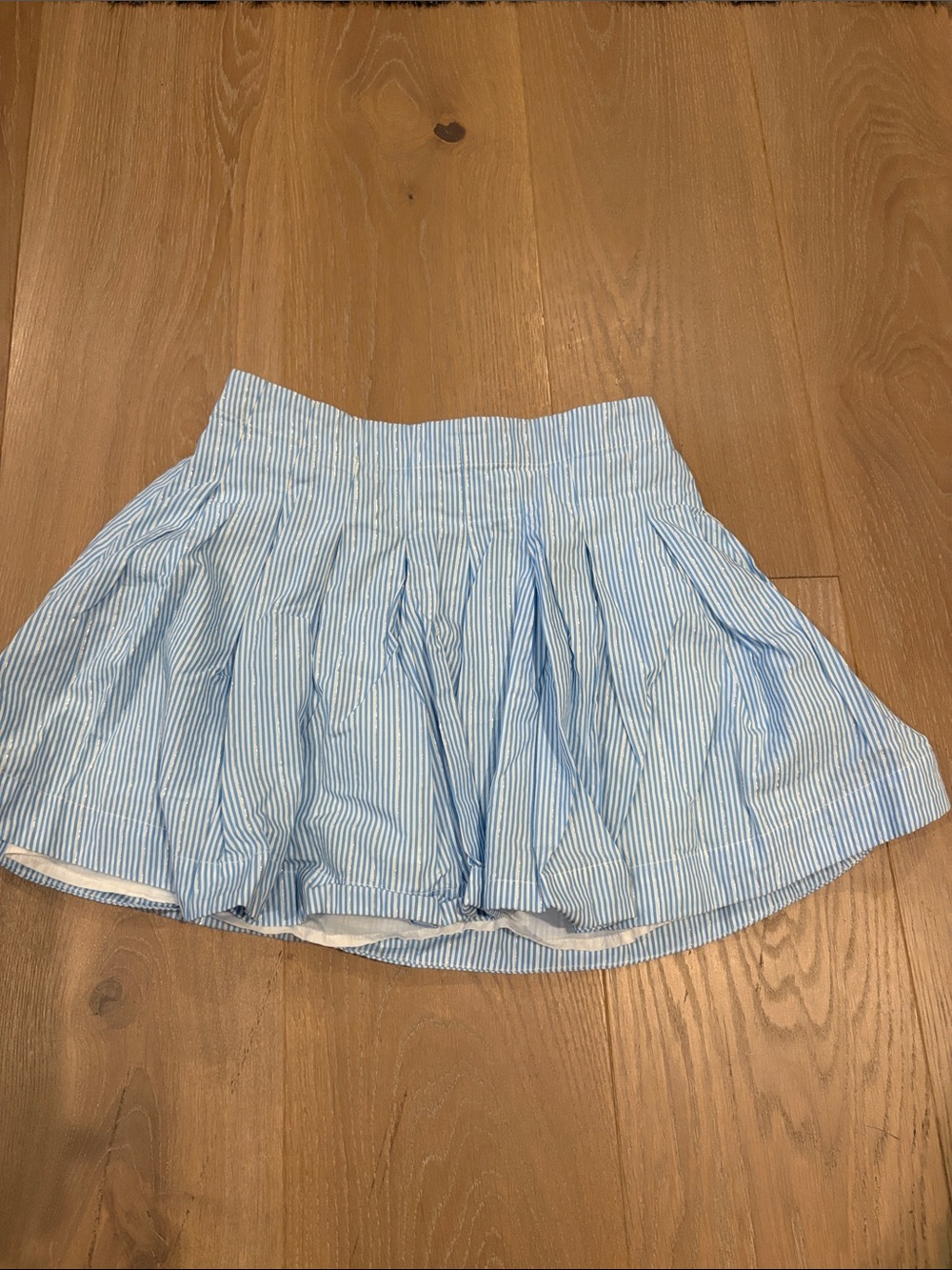 Crewcuts Size 10 Light Blue and White Striped Pleated Skirt.
